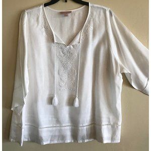 Saint Tropez West White Linen Blouse